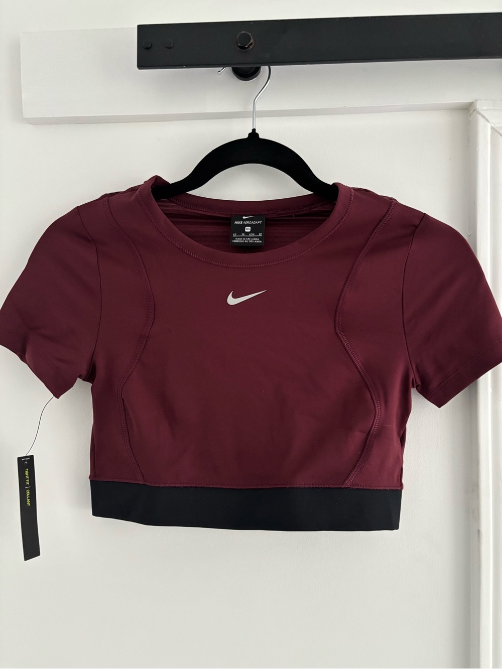 Nike Burgundy Crop Top with Black Hem